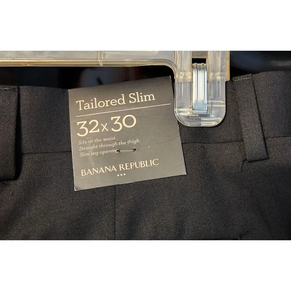 Banana Republic Mens Dress Pants Dark Grey Tailored Slim Fit 32 X 30